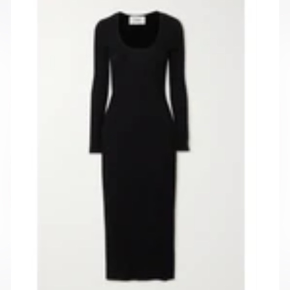 CAES Black Ribbed Knit Midi Dress XS - Picture 6 of 6